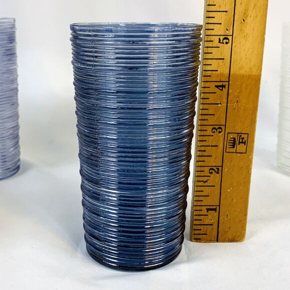 Vintage Imperial Glass Spun Reeded 12 Oz. Straight Side Tumblers - Set of 9 - Picture 6 of 6